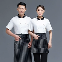 Белая футболка, фартук, короткий рукав