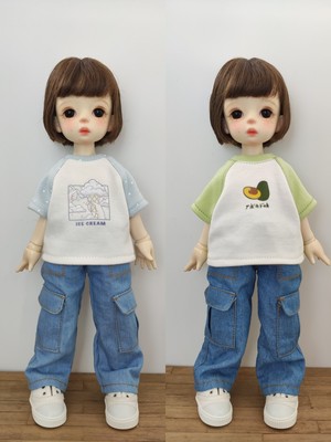 taobao agent Spot BJD6 Pencus Grand Fish Body Body T -shirt Jeans Jeans Pants Doll Clothing Accessories