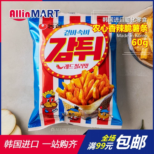 Южная Корея импортированные закусочные закуски nongxin ga crispy красный перец со вкусом полоска картофеля 60 г.