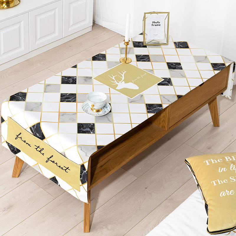 bla gold nordic simple coffee table tablecloth  cabinet cover cloth cotton linen waterproof and oil-proof disposable rectangular coffee table tablecloth