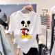 Mickey T-shirt nữ ngắn tay thủy triều lưới màu đỏ Dongdaemun mới Hàn Quốc cá tính hàng đầu Sinh viên phong cách phương Tây Quần áo nữ phong cách Hồng Kông - Áo phông