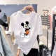 Mickey T-shirt nữ ngắn tay thủy triều lưới màu đỏ Dongdaemun mới Hàn Quốc cá tính hàng đầu Sinh viên phong cách phương Tây Quần áo nữ phong cách Hồng Kông - Áo phông