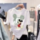 Mickey T-shirt nữ ngắn tay thủy triều lưới màu đỏ Dongdaemun mới Hàn Quốc cá tính hàng đầu Sinh viên phong cách phương Tây Quần áo nữ phong cách Hồng Kông - Áo phông