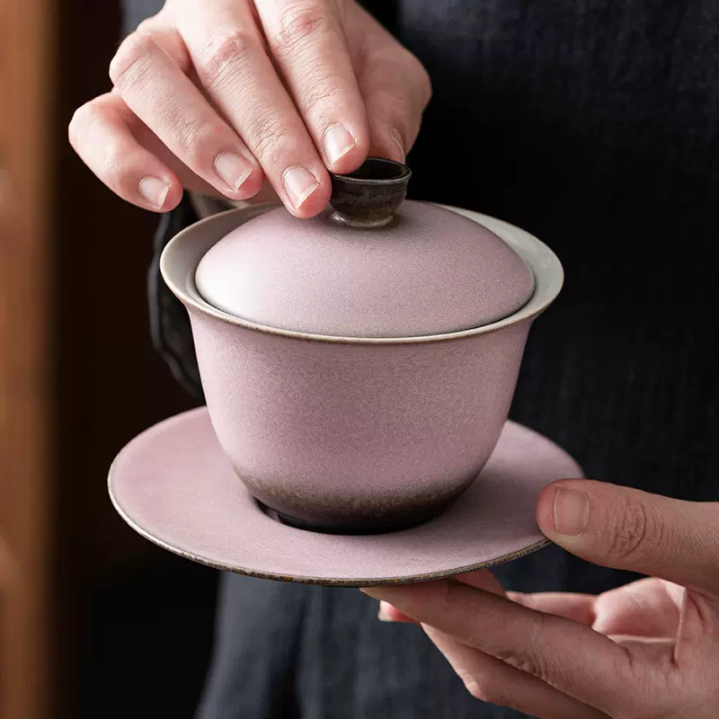流行 在銘 楽焼 e1210 松楽 蓋物 料理茶碗 蓋茶碗 織部釉 5客 筒茶碗