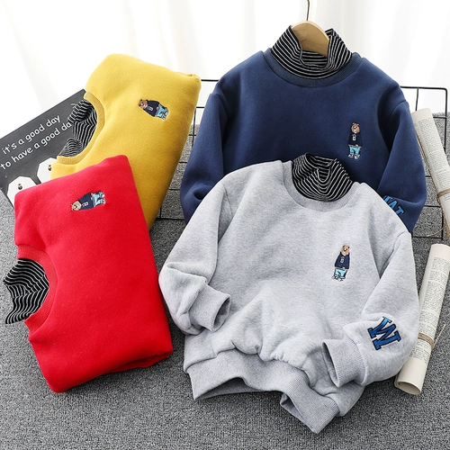 Детская зимняя толстовка, удерживающая тепло флисовая базовая приятная телу куртка для мальчиков, увеличенная толщина, подходит для подростков, в корейском стиле