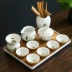 Bộ ấm trà gốm vẽ tay Lingsheng bộ nhà nhỏ của bộ trà kung fu đất sét đất sét ấm trà tách trà khay văn phòng - Trà sứ