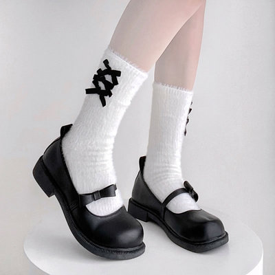 taobao agent Fleece demi-season keep warm Japanese colored socks, Lolita style