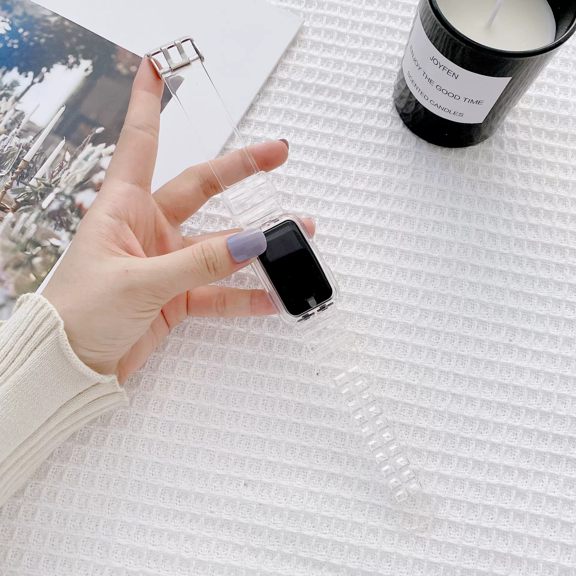 适用华为6 Pro荣耀6手环冰川透明腕带卡西欧风一体式