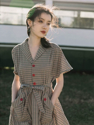 Ретро ремень, корсет, рубашка, платье, юбка, 2022, V-образный вырез, яркий броский стиль, короткий рукав