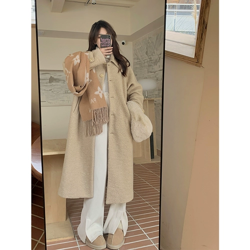 Шерстяное шерстяное пальто, демисезонная длинная куртка, большой размер, городской стиль, увеличенная толщина