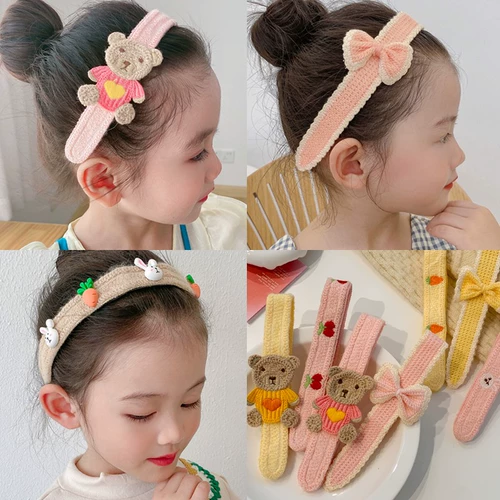Трикотажный детский ободок на липучке, мультяшная челка, детские шпильки для волос, повязка на голову, аксессуар для волос
