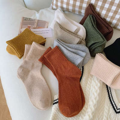 taobao agent Woolen colored demi-season fleece keep warm velvet winter socks, increased thickness