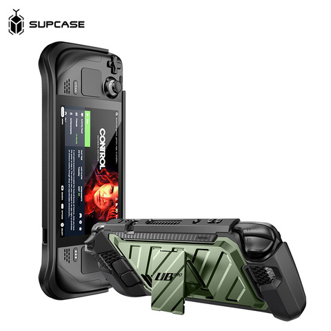 SUPCASE UB Pro Steam Deck : Black/Gray Silicone, Kickstand, Grips iPhone Case