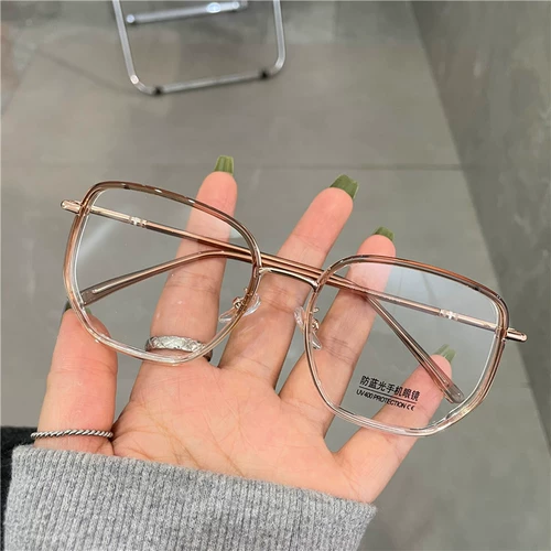 Retro Big Frame Myopia Glasses Женщины круглые лица против легкой анти -радиации защиты