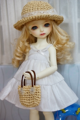 taobao agent Summer vacation white suspender dress BJD daily 1/6 points, 1/8 point DD SD girl head in early October A79