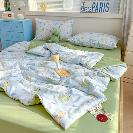 夏季夏凉被A类单双人儿童被空调被抗菌防螨水洗皱皱纱可水洗夏被