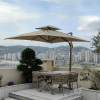 4 Standard version chair+150 plastic wood large plate long table with 2.5 meters of Roman umbrella