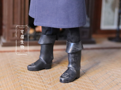 taobao agent Black high boots, doll, footwear, scale 1:6, soldier