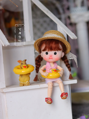 taobao agent Yellow swimming ring, jewelry, props, duck, scale 1:12