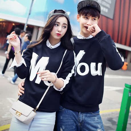2016春装新款情侣装卫衣男女休闲字母印花外套韩范时尚修身上衣潮