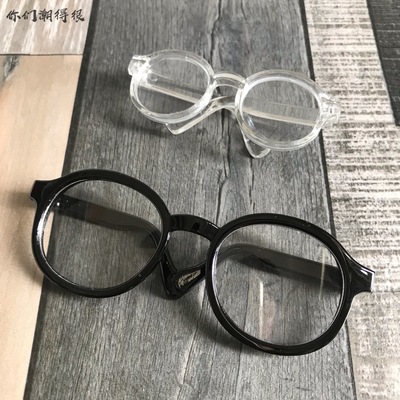 taobao agent [Black frame dolls with glasses] 3 points BJD doll transparent box sunglasses Blythe round metal glasses