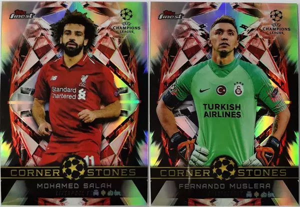 Футбольная карта Муслара Салаха Topps Finest Corner Stones Silver refraction Titca