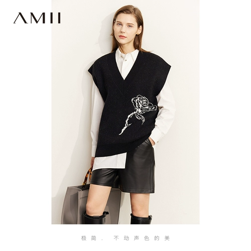 Осенний минималистичный длинный жилет, свитер, средней длины