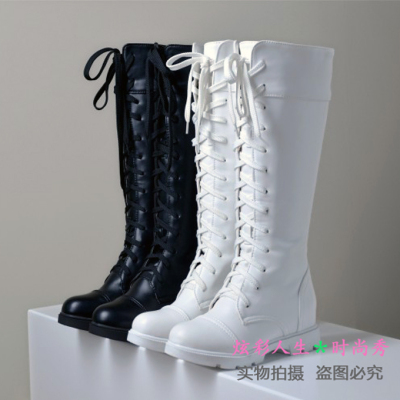 taobao agent White universal black high boots, cosplay