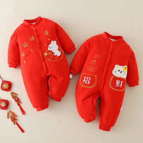 Праздничнная красная зимняя куртка для новорожденных, одежда для мальчика для девочек, боди