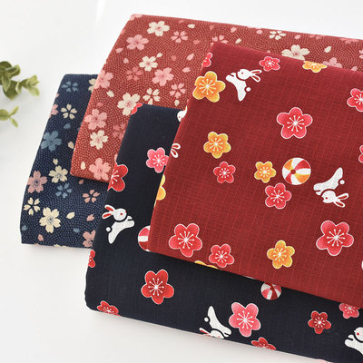 taobao agent Small dough fabric shop pure cotton and wind fluttering cherry blossom bamboo pattern fabric clothes skirt, children's clothing shirt handmade DI