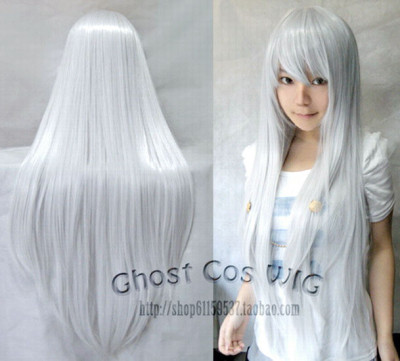 taobao agent Universal silver white straight hair, wig, cosplay, 80cm