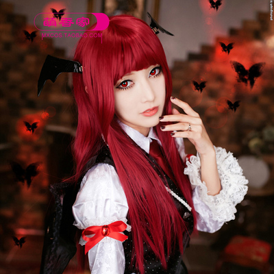 taobao agent Mengxiang Family Oriental Project fake Mao Little Demon Wigmail Long -hair red cosplay wig
