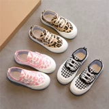 Детская парусиновая обувь, обувь для девочек, новые слипоны с леопардовым принтом весны и осени 2025 года, детская повседневная обувь