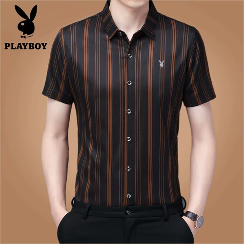 Playboy, летняя дышащая рубашка для отдыха, короткий рукав