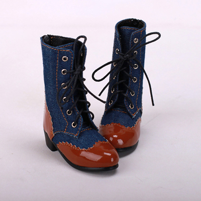 taobao agent Doll, footwear, retro denim boots, scale 1:3, scale 1:4