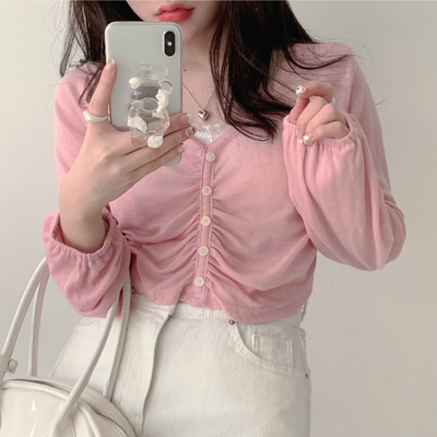 taobao agent Fuchsia jacket, V-neckline, long sleeve