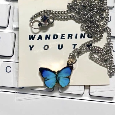 taobao agent Blue Night Fairy Little Butterfly!Lisa same model ~ necklace choker retro couple French clavicle pendant