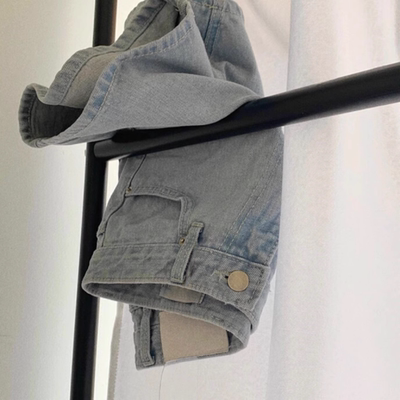 taobao agent Denim shorts that are available every summer ~!Good wear self -left Korean retro high waist light blue hot pants
