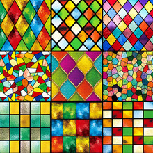 欧式复古彩色玻璃窗贴