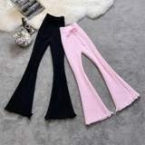 Удерживающие тепло комфортные трикотажные демисезонные штаны, эластичная талия, высокая талия, по фигуре