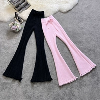 Удерживающие тепло комфортные трикотажные демисезонные штаны, эластичная талия, высокая талия, по фигуре