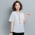 Mùa hè cotton và vải lanh hàng đầu của phụ nữ ngắn tay 2020 mới vải lanh lỏng áo thun của phụ nữ vải lanh mỏng cotton giản dị trung niên T - Áo phông Áo phông