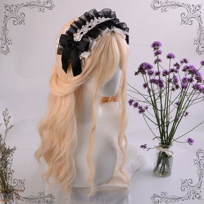 taobao agent Golden wig, helmet, Lolita style, curls