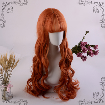 taobao agent Orange wig, wavy bangs, helmet, Lolita style, curls