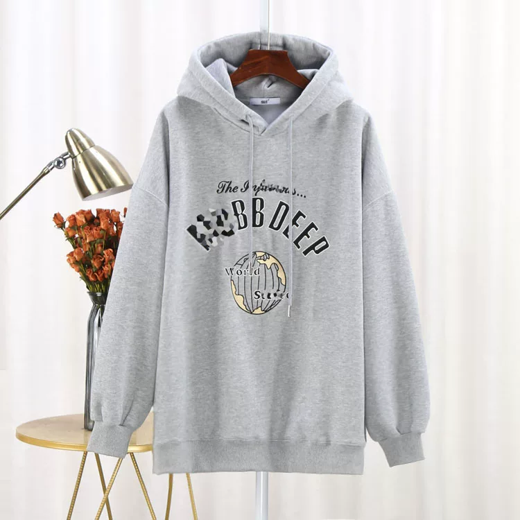 Весенний тёплый хлопковый толстовка для отдыха, с вышивкой, oversize