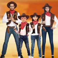 Diamond Halloween parent-child family western suit performance cowboy makeup dress costume dress three-piece set