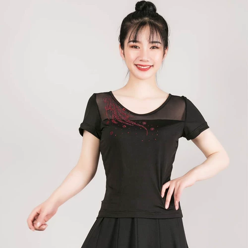 Plaza Dance Top Hot Diamond Dance Dance, латинская тренировочная одежда, квадратная танцевальная сеть марля танцевальная одежда Y-905