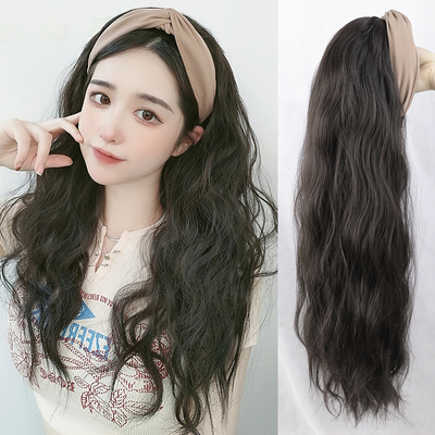 taobao agent Wig female long hair U -shaped wigs female simulated hair silk water ripple curly curly natural net red hair hoop full head set