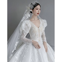 [TMALL] Длинное французское свадебное платье 2021 Новый свадебный основной зимний зимний температурный дворец Палас Палас драконка