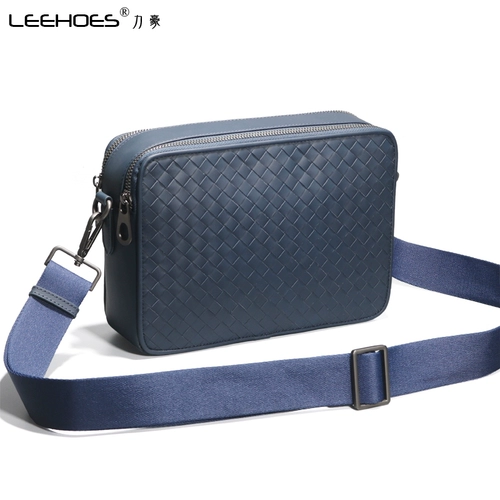 Сумка на одно плечо, плетеная сумка через плечо, мужская сумка с петлей на руку, из натуральной кожи